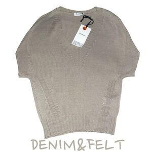 AROVESCIO Women’s Tan/SAND V Neck Short Sleeve Sweater/Top/Vest | NEW/NWT!!🤎🤎